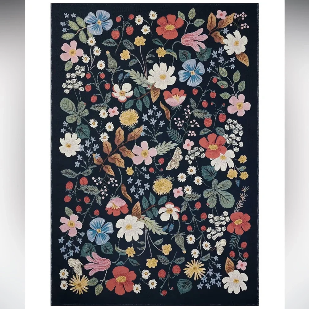 🆕 Whimsigoth Moody Floral Rug Riffle Paper Indoor Outdoor Strawberry Fields